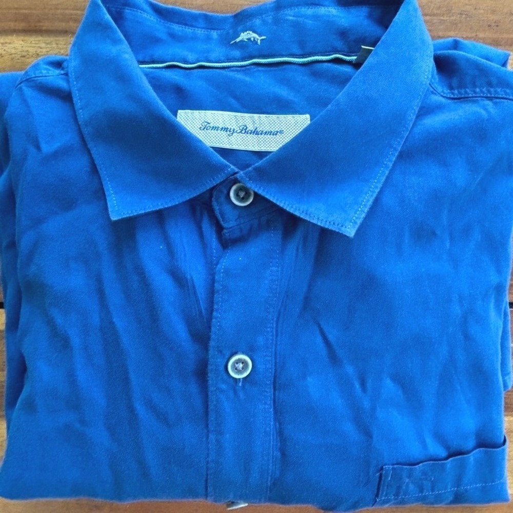 Tommy Bahama Men's Casual Blue Button-Down Shirt, XXL
